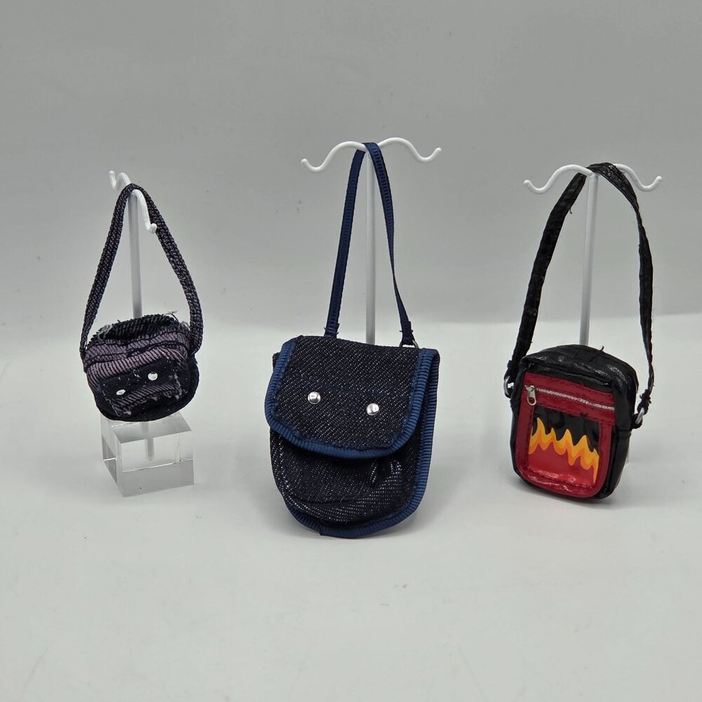 Bratz Doll Mini Shoulder Bag Set - Black With Flames Denim & Purple